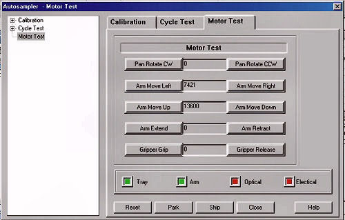 Autosampler Motor Test - Instrument Control